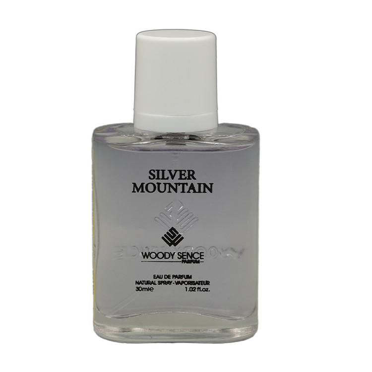 عطر جیبی مردانه وودی سنس مدل silver montian با رایحه خنک حجم 30 میلیلیتر